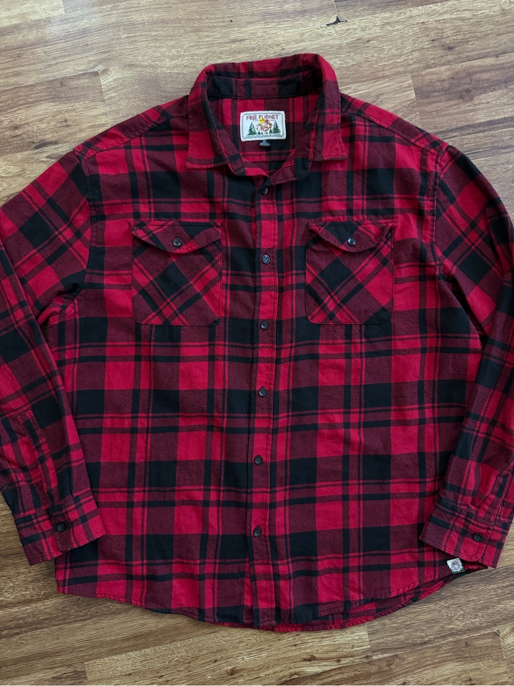 Free Planet Red & Black Plaid Button-Down Shirt